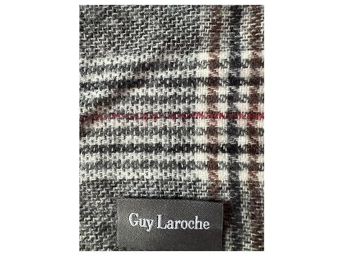 Sciarpa in lana a quadri Guy Laroche Marrone Bianco Grigio Bordò - vista 2