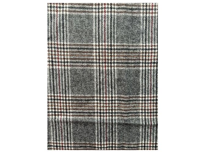 Sciarpa in lana a quadri Guy Laroche Marrone Bianco Grigio Bordò - vista 3