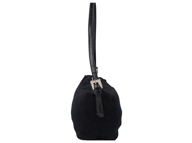 Fendi Baguette Borsa in Nylon Nero - vista 4