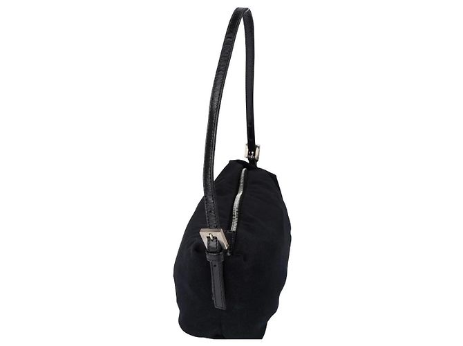 Fendi Baguette Borsa in Nylon Nero - vista 5