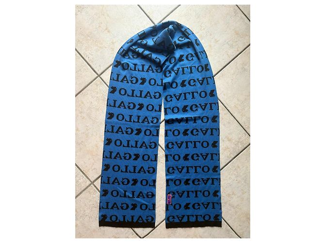 Autre Marque Sciarpa in lana Gallo logo all-over Nero Blu - vista 2