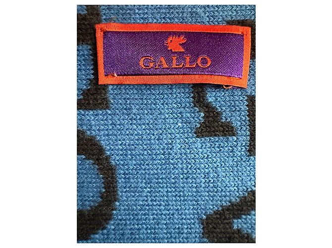Autre Marque Sciarpa in lana Gallo logo all-over Nero Blu - vista 3