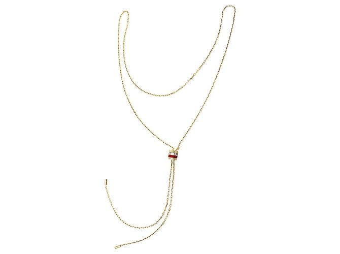 Collier Boucheron « Cravate Quatre Red Edition », 3 ors, céramique rouge, diamants. Petit modèle. - vue 3