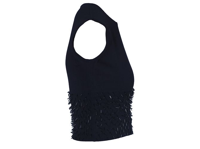 Top de punto negro sin mangas con adornos Gianni Versace - vista 2