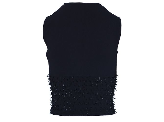 Top de punto negro sin mangas con adornos Gianni Versace - vista 3