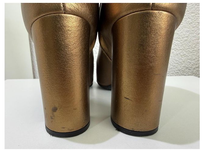 Saint Laurent Botines Lou Oro Bronce Metalizado 37.5 Dorado - vista 10