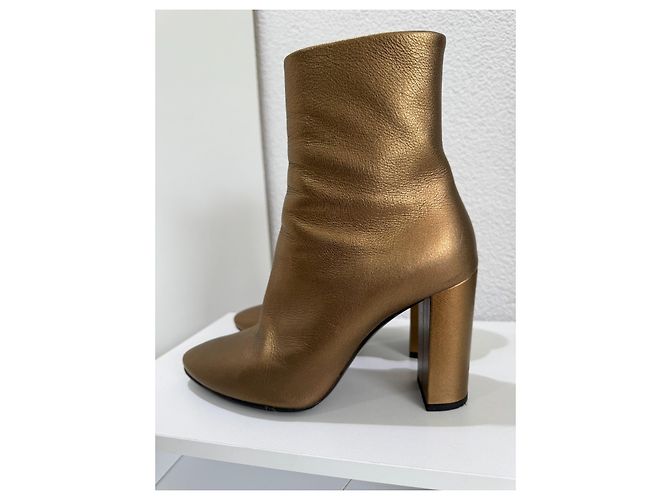 Saint Laurent Botines Lou Oro Bronce Metalizado 37.5 Dorado - vista 2