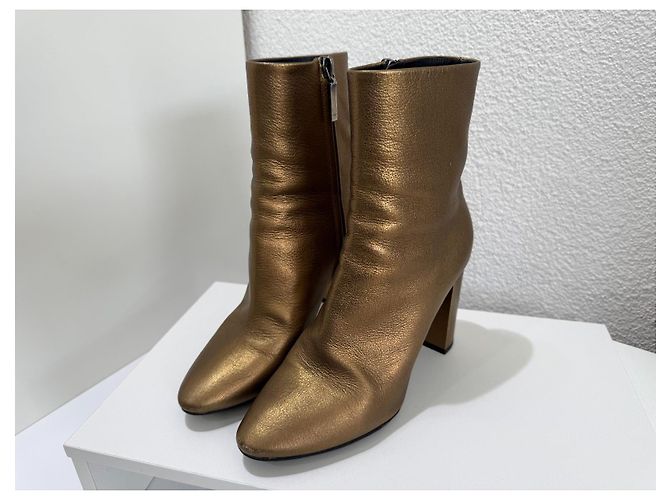 Saint Laurent Botines Lou Oro Bronce Metalizado 37.5 Dorado - vista 3