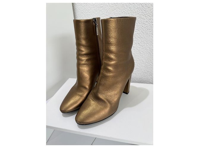 Saint Laurent Botines Lou Oro Bronce Metalizado 37.5 Dorado - vista 4