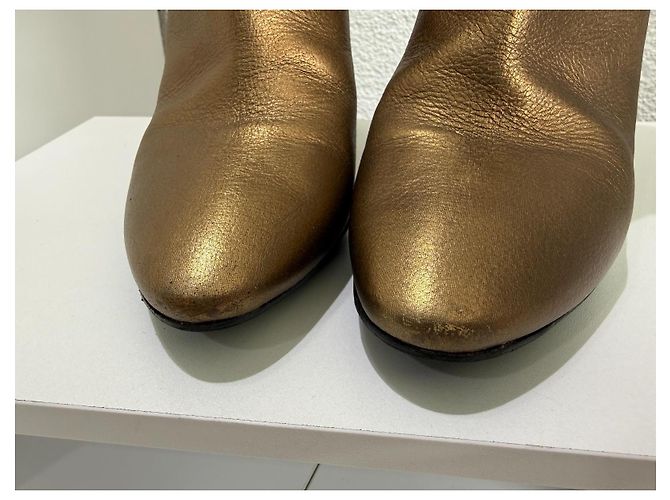 Saint Laurent Botines Lou Oro Bronce Metalizado 37.5 Dorado - vista 6