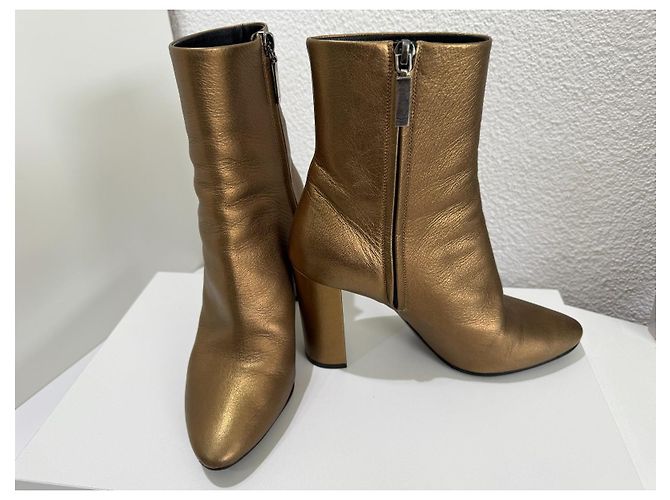 Saint Laurent Botines Lou Oro Bronce Metalizado 37.5 Dorado - vista 7
