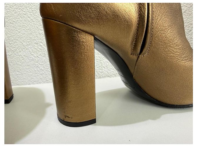 Saint Laurent Botines Lou Oro Bronce Metalizado 37.5 Dorado - vista 8