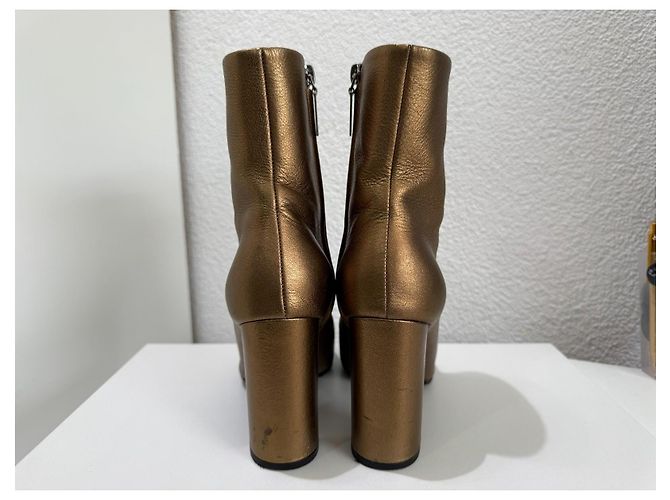 Saint Laurent Botines Lou Oro Bronce Metalizado 37.5 Dorado - vista 9