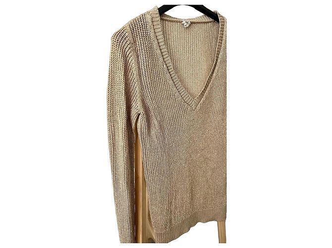 Hermès Jersey de seda beige cuello en V - vista 2