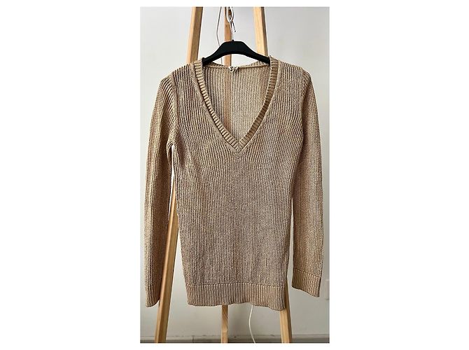 Hermès Jersey de seda beige cuello en V - vista 3