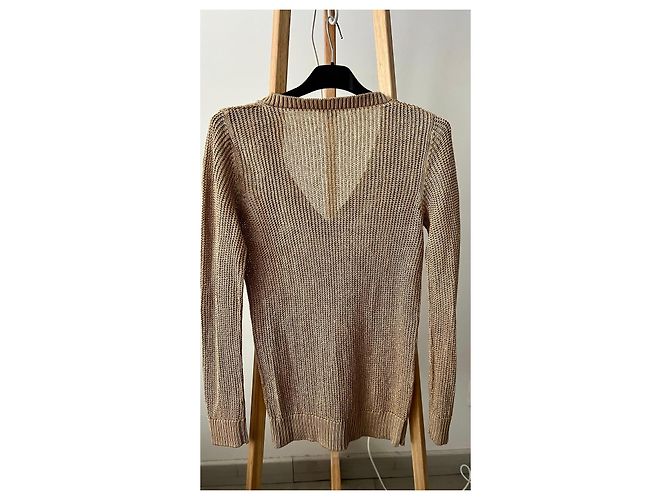 Hermès Jersey de seda beige cuello en V - vista 4