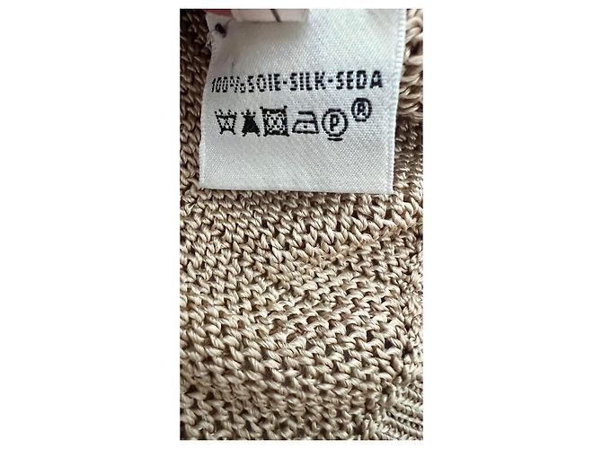 Hermès Jersey de seda beige cuello en V - vista 5