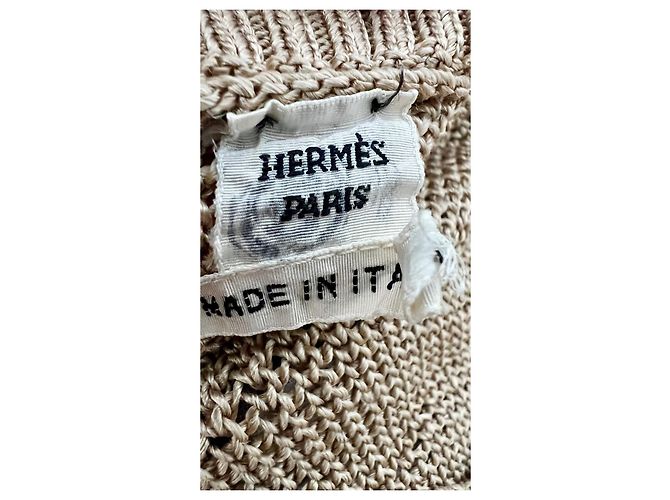 Hermès Jersey de seda beige cuello en V - vista 6