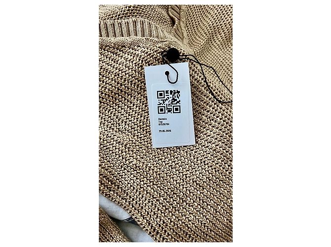 Hermès Jersey de seda beige cuello en V - vista 8