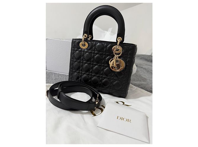 Dior Lady Dior My ABCDior Cannage Lederhandtasche Schwarz - Ansicht 4