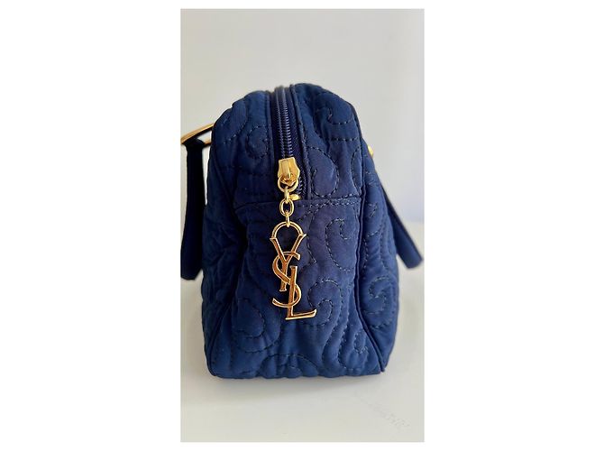 Yves Saint Laurent Navyblaue gesteppte Nylon Bowling-Tasche - Ansicht 4