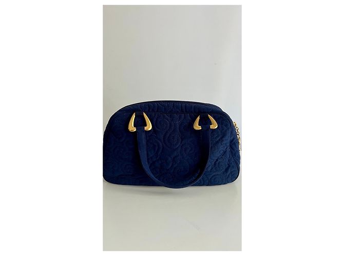 Yves Saint Laurent Navyblaue gesteppte Nylon Bowling-Tasche - Ansicht 5