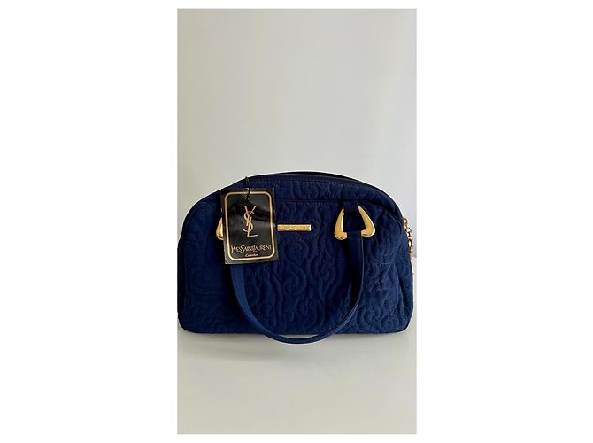 Yves Saint Laurent Navyblaue gesteppte Nylon Bowling-Tasche - Ansicht 7