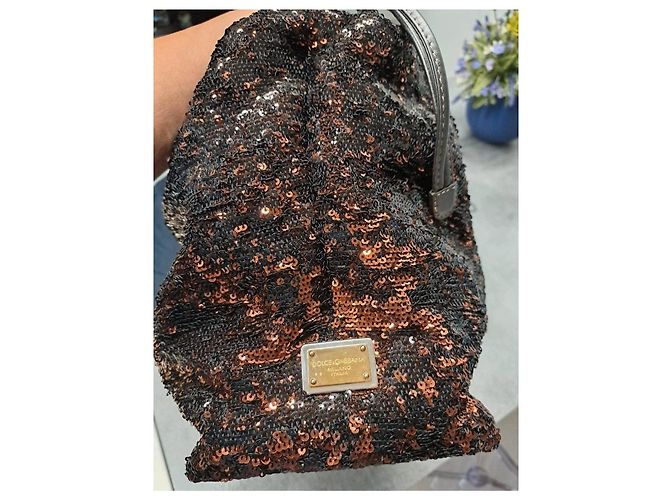 Bolsa de lantejoulas Dolce & Gabbana Preto Bronze - vista 10