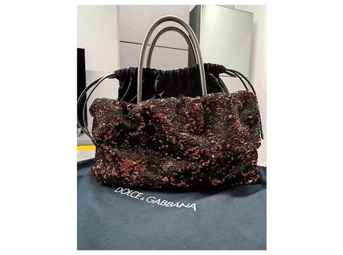 Bolsa de lantejoulas Dolce & Gabbana Preto Bronze - vista 2
