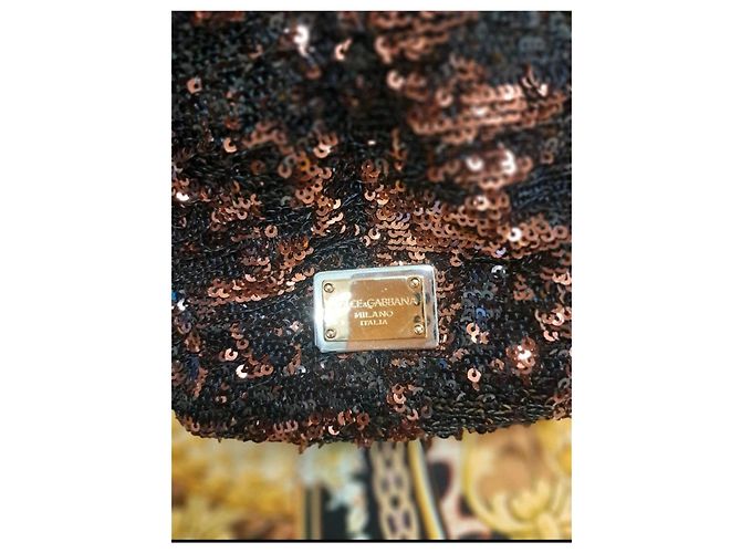 Bolsa de lantejoulas Dolce & Gabbana Preto Bronze - vista 6