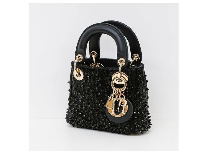 Dior Lady Dior Mini Pelle Nera Perle Nero - vista 3