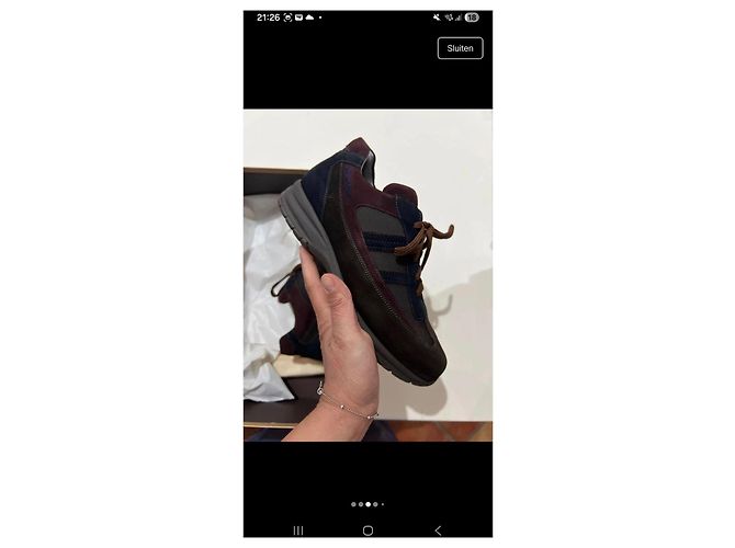 Santoni Junior Leder-Sneaker Braun Bordeaux Dunkelblau - Ansicht 2