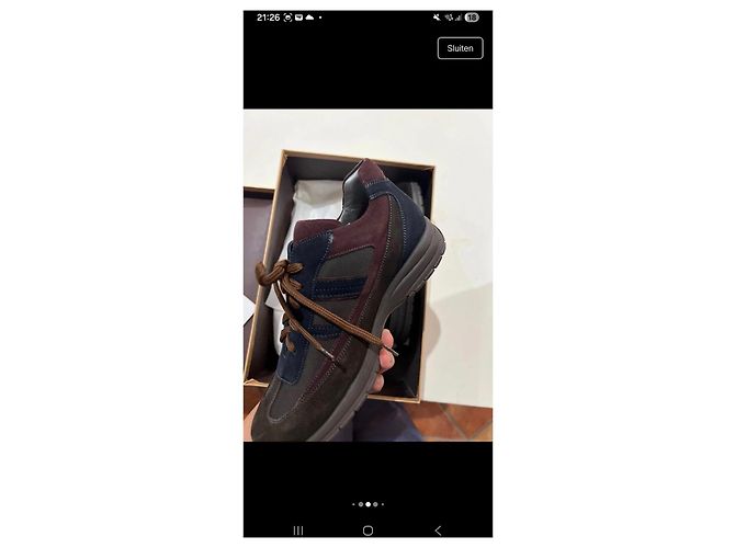 Santoni Junior Leder-Sneaker Braun Bordeaux Dunkelblau - Ansicht 3