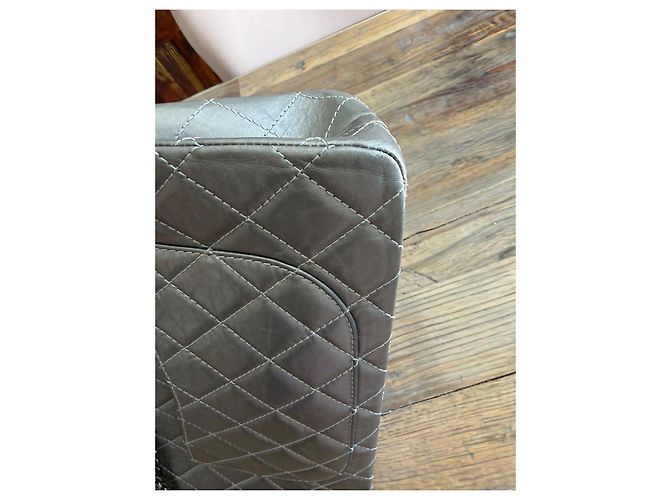 Chanel 2.55 Borsa a Patta Pelle Metallizzata Grigia Grigio - vista 12