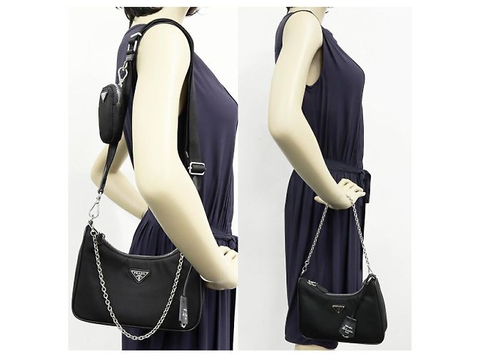 Borsa a tracolla 2way in nylon Re-Nylon Prada Re-Edition 2005 Nylon Calf Nero - vista 2