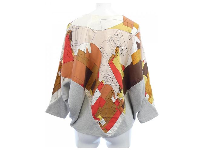 Hermès Top de seda, algodón y cachemira Twillaine Hermes Rosa Gris Amarillo - vista 2