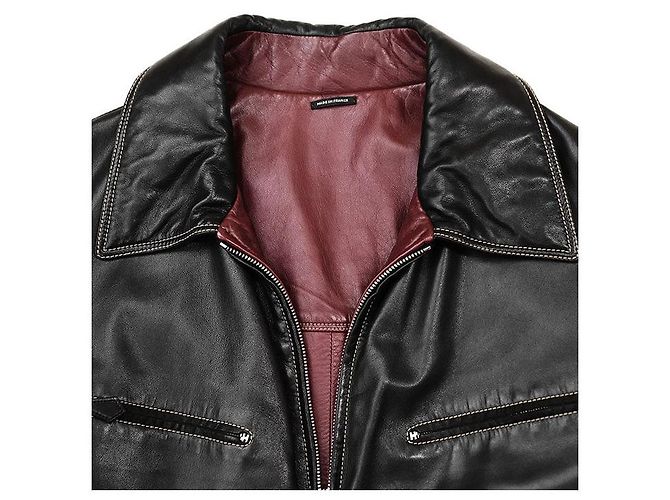 Hermès Giacca in pelle di agnello e pelle di vitello Hermes Marrone Bordò Marrone scuro - vista 11
