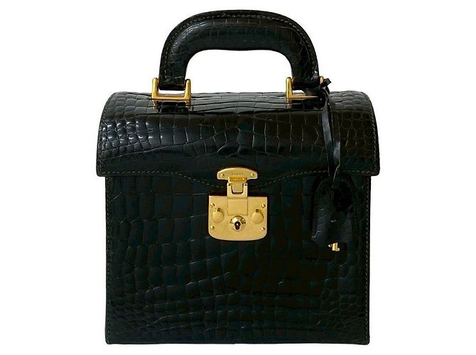 Borsa Gucci Lady Lock in coccodrillo Nero - vista 2