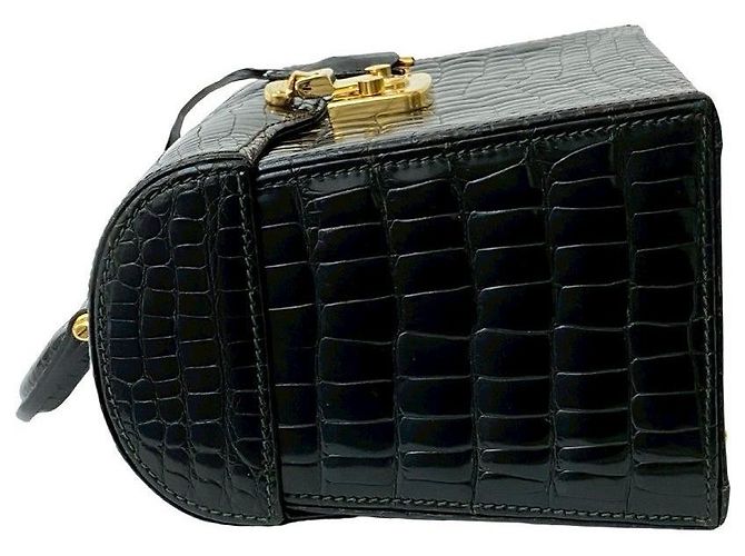 Borsa Gucci Lady Lock in coccodrillo Nero - vista 6