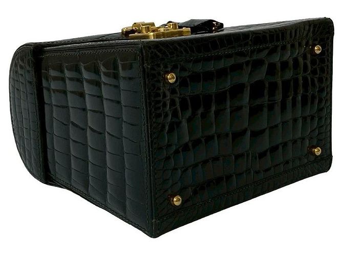 Borsa Gucci Lady Lock in coccodrillo Nero - vista 8