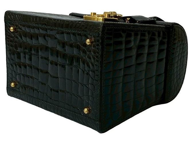 Borsa Gucci Lady Lock in coccodrillo Nero - vista 9