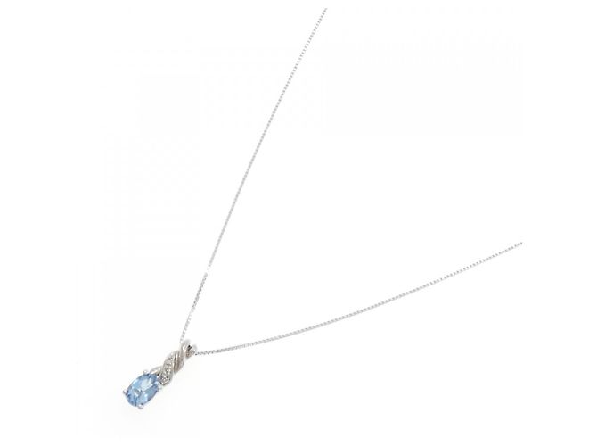 Autre Marque Collana in oro bianco Au750, acquamarina e diamante Argento - vista 2