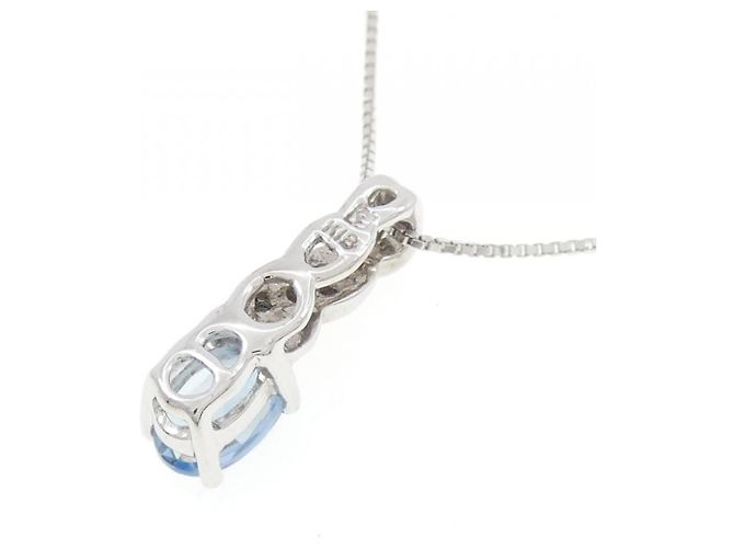 Autre Marque Collana in oro bianco Au750, acquamarina e diamante Argento - vista 4