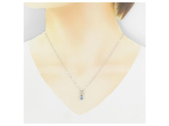 Autre Marque Collana in oro bianco Au750, acquamarina e diamante Argento - vista 6