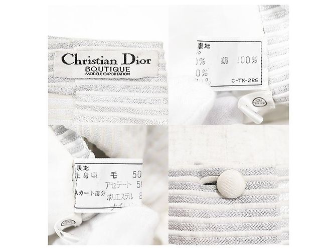 Christian Dior Boutique Wollmischungs-Langes Kleid Silber - Ansicht 10