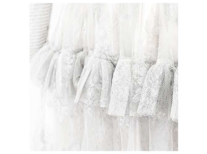 Christian Dior Boutique Wollmischungs-Langes Kleid Silber - Ansicht 13