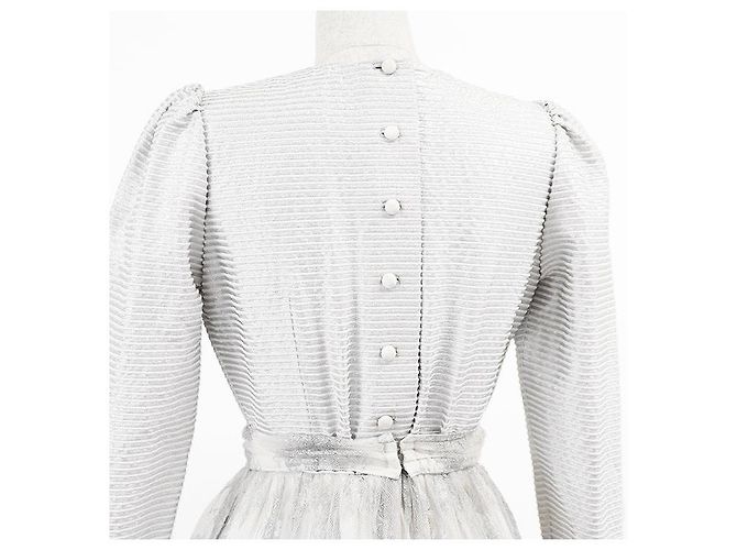 Christian Dior Boutique Wollmischungs-Langes Kleid Silber - Ansicht 14