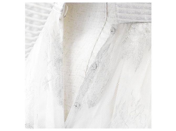 Christian Dior Boutique Wollmischungs-Langes Kleid Silber - Ansicht 15
