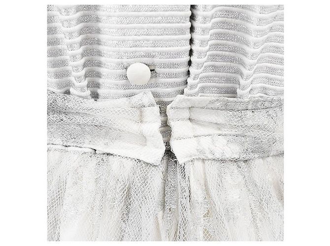 Christian Dior Boutique Wollmischungs-Langes Kleid Silber - Ansicht 16