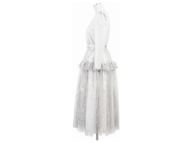 Christian Dior Boutique Wollmischungs-Langes Kleid Silber - Ansicht 4